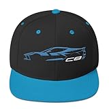 2024 Sports Car C8 hat for Corvette Drivers Rapid Blue Minimalist Silhouette Custom Snapback Cap