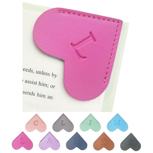MOTEERLLU Personalized Leather Heart Bookmark with Initials