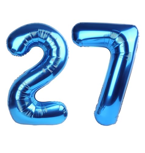 Image of Number Balloons 27 Balloon 40 inch Dark Blue for 27 Birthday Decoration | Saturated Color, Large 40 in, With Inflation Straw & Hanging Hole, Great for Men's Party, Back-To-School Season, Pool Party