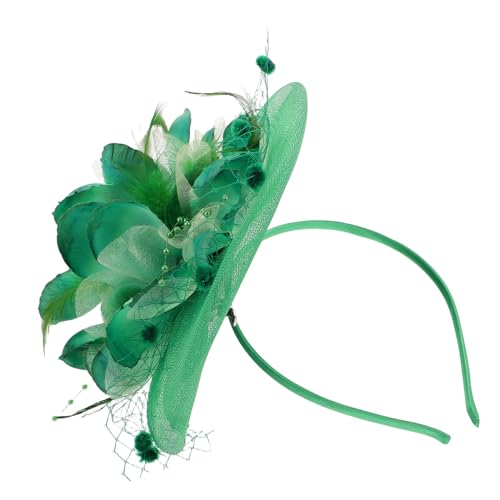 Fascinateur chapeau vintage vert voile plumes accessoire cheveux mariage fête