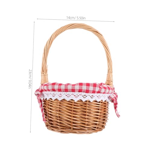 Handmade Wicker Flower Girl Basket Natural Willow Picnic Basket with Handle for Easter Weddings and Storage Elegant Rattan Basket for Various Occasions - Thumbnail 2