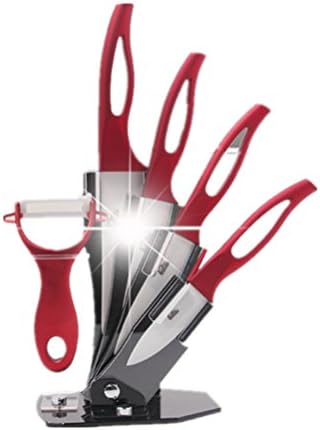 Nano ID Ceramic Steak Knife super sharp knifes diff. colors 6pcs/lot (Red Hilt)