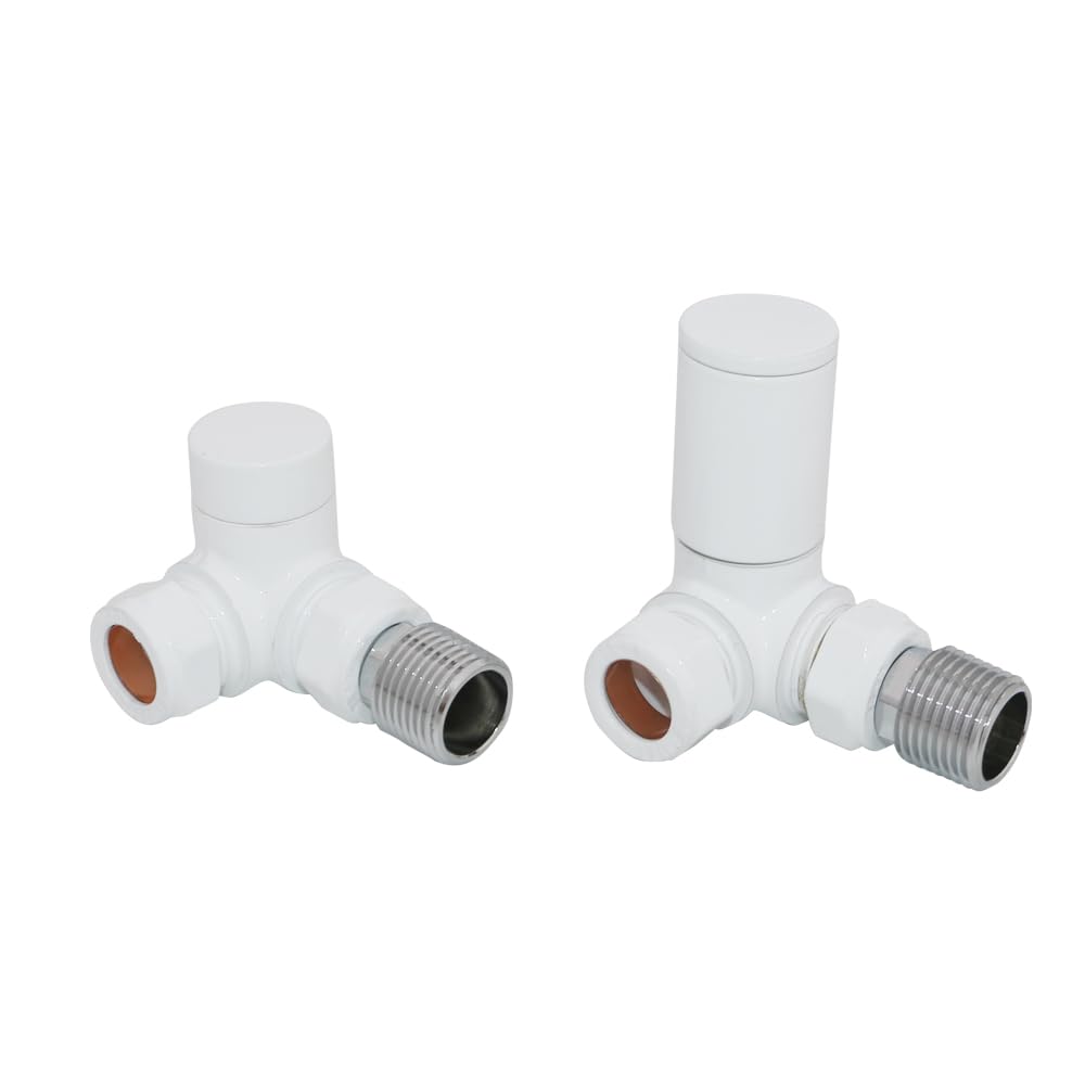 Nrg Corner - White Modern 15Mm Designer Manual Corner Radiator Valves + Lockshield Valves White