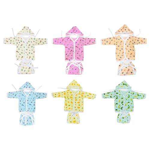 Image of Fareto New Born Baby Clothing Set Front Open Half 6 Shirts | 6 Tying Nappies | 6 Tying Caps | Infant Cloths (0-3 Months) (Pack Of 18)