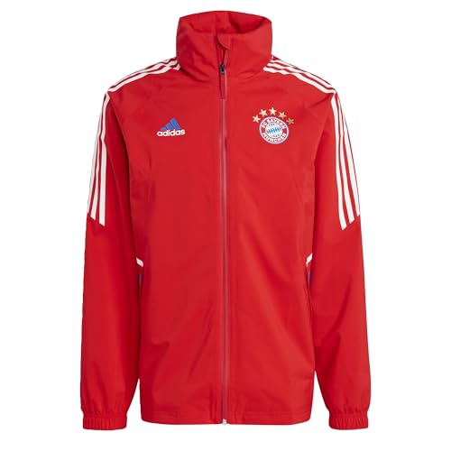 Image of adidas Men's FCB rain Jacket, Red/Bright Royal, XS