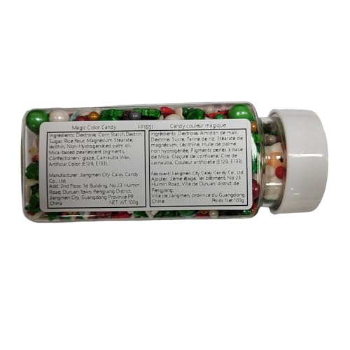 Image of Christmas Sprinkles Edible Santa Claus Red and Green Pearl Sprinkles Mix Holiday Christmas Themed Cake Cupcakes Toppers Decoratings