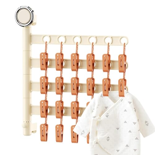 Tendedero para autocaravanas – Tendedero de techo, soporte de secado de viaje, tendedero giratorio, práctico, ligero, estable, plegable, para montaje en pared para sujetadores, guantes