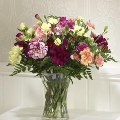 Sendabunch Mixed Spray Carnation Bouquet - 24 Fresh Stems with Free Box of Belgian Chocolates & Gift Message Card - UK Flower Delivery for Valentines Day, Birthday, Mother’s Day & Special Occasions