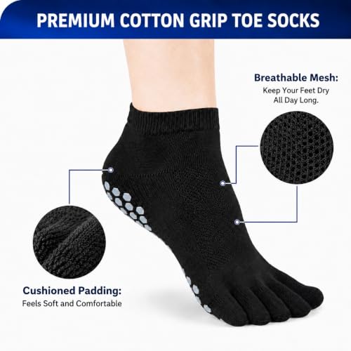Image of Soxsense Soccer Grip Toe Socks, Non-Slip Socks for Sports & Pilates