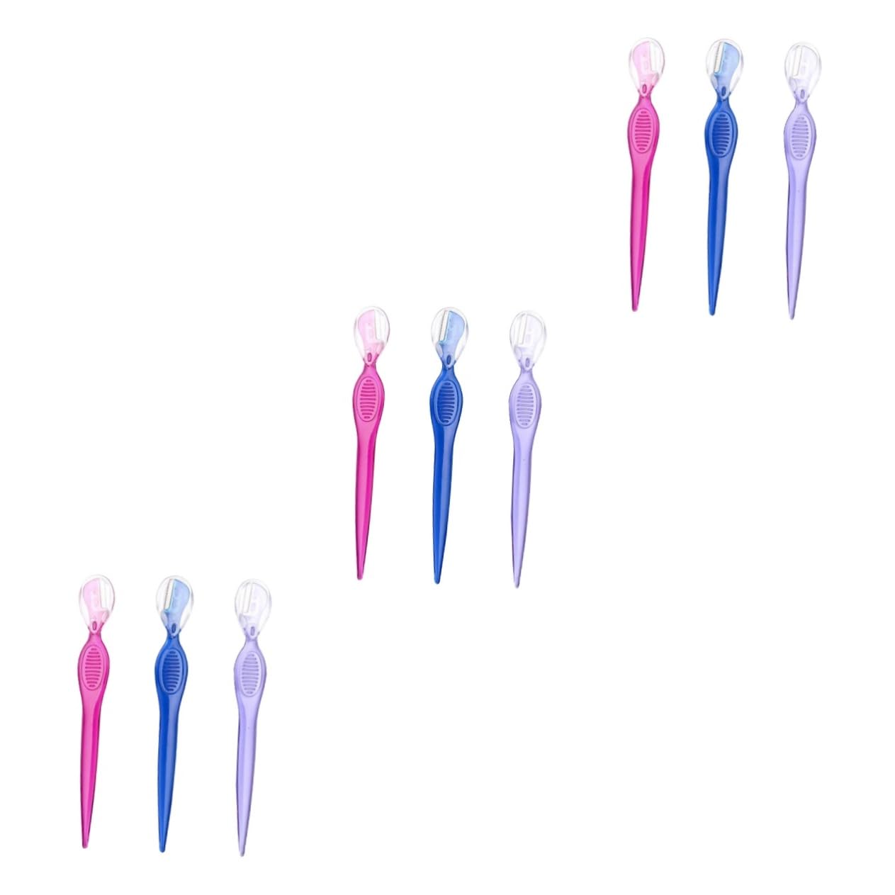 OSOLADY 3sets Stainless Steel Eyebrow Razor Kit Trimmer Scissors for Women Brow Beauty Makeup Tools Portable for Travel 3pcs*3