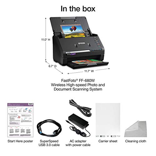 EPSON FastFoto FF-680W Wireless High-speed Photo and Document Scanning System (Renewed) , Black