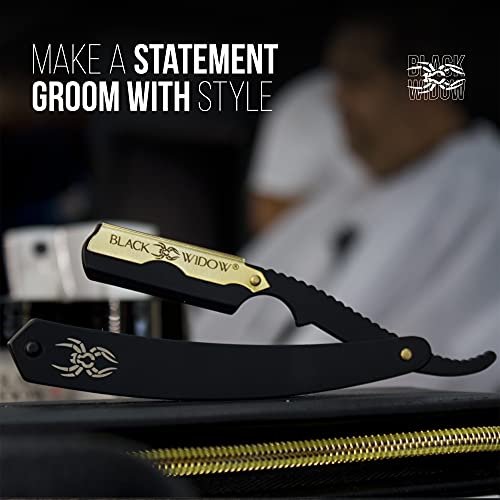 Barber Straight Razor, Professional Barber Straight Edge Razor - Barber Razor Compatible With Straight Razor Edge For Barber By Black Widow (1.5Mm) (Gold) #TOP3