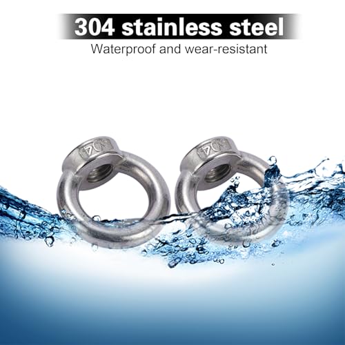 12 Stück Ringmutter M6, 304 Edelstahl, Hebegeräte Zubehör Seilmontage Hebezubehö,für Hubringmutter for Befestigen Sie hängende Ornamente, Blumentöpfe, Schaukelständer usw