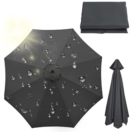 Sonnenschirm Ersatzbezug 4m für 8 Streben UV50+ Windfest & Wasserdicht Outdoor Markt Tisch Schirm Bezug Regenschirm Stoff Wasserdicht Schirmbezug Ersatzteile für Terrasse Garten-Grey