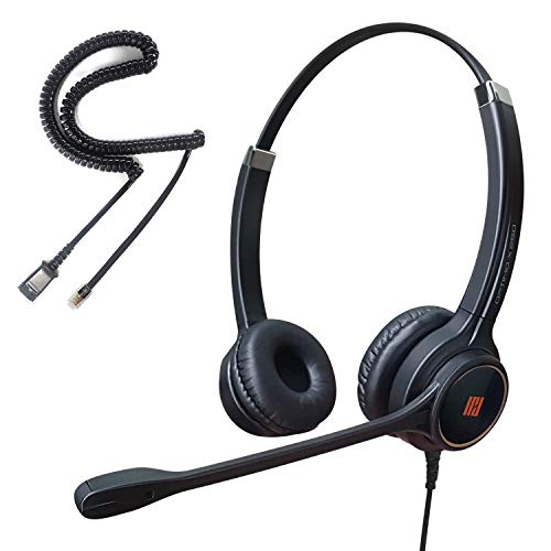 IPD IPH-255 Optimo-X Duo Ear Noise canceling,Corded Landline Phone Headset with U10 Bottom Cable with RJ9 Jack Works with All Cisco IP 6800,7800,8000 and 7900 Series