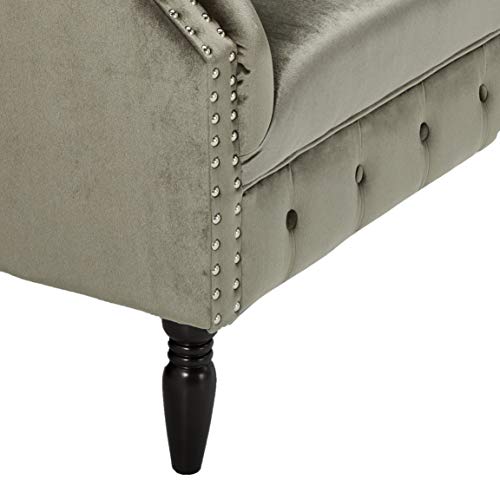 Christopher Knight Home Milani Tufted Scroll Arm Velvet Loveseat, Grey / Dark Brown #TOP3