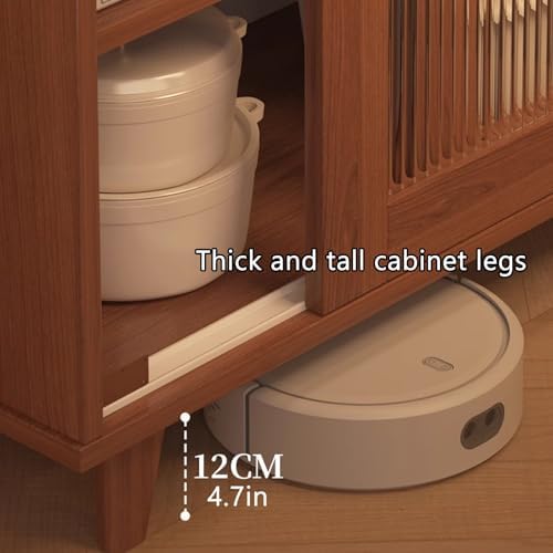 Stylish Buffet Cabinet with Acrylic Sliding Door, Large Capacity Hutch Cupboard, Multi-Functional Kitchen Storage, Coffee Bar Cabinet for Living Room & Bedroom (Brown)