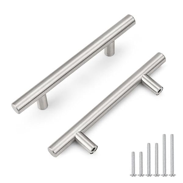 Probrico 30 Pack Hole Centers 3-1/2 inch Brushed Nickel Cabinet Pulls,Stainless Steel Drawer Handles Length 6inch, Euro Style Modern Pull Handle for Kitchen Furniture by Probrico - Used condition - US$21.73