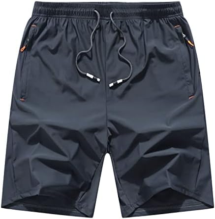 XiaoLongRen Boys Lightweight Athletic Running Shorts Quick Dry Workout Shorts for Gym Shorts Hiking Basketball Training with Zipper Pockets(7095-Gray14)
