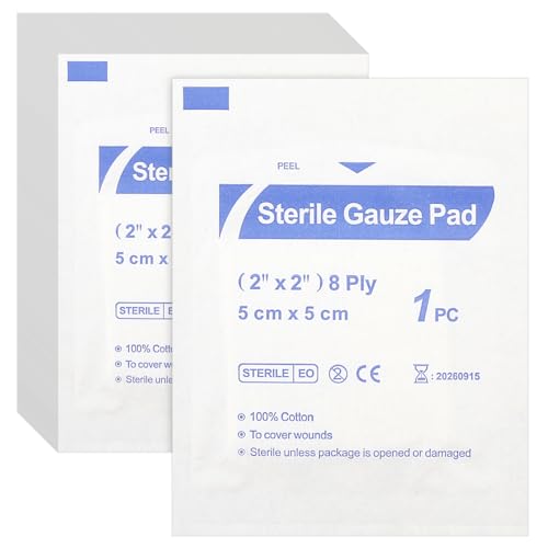 GLADFRESIT Disposable Gauze Pads, 30PCS 5cm x 5cm Sterile Breathable Cotton Gauze Dressings for Wounds