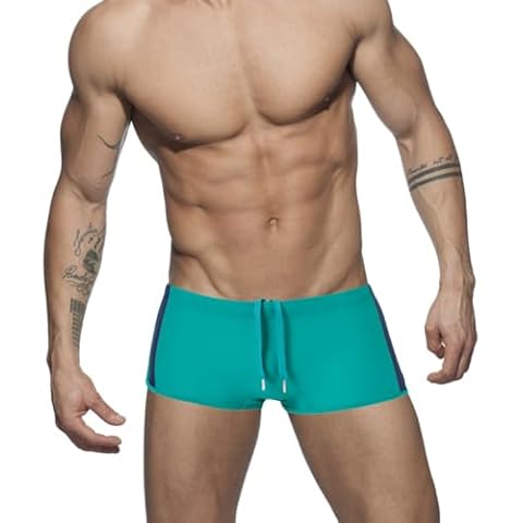 HASWECHYS Men's Swim Trunks Boxer Sexy Bathing Suit Swimwear Square Leg Mini Shorts 1Pack Lime Green XL Cover