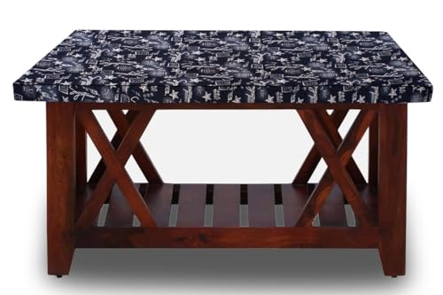 Image of The Furnishing Tree Elastic Rectangular Center Tpoy Table Cover WxL 14x24 in Inches Polyester Self Pattern Blue