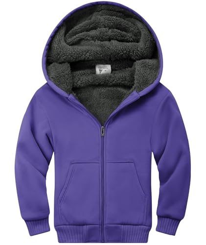 Image of GEEK LIGHTING Boys Sherpa Lined Hoodie Kids Fleece Sweatshirt Full Zip Hooded Jacket