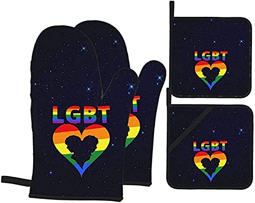 Gay & Lesbian Pride Oven Mitts and Pot Holders Set