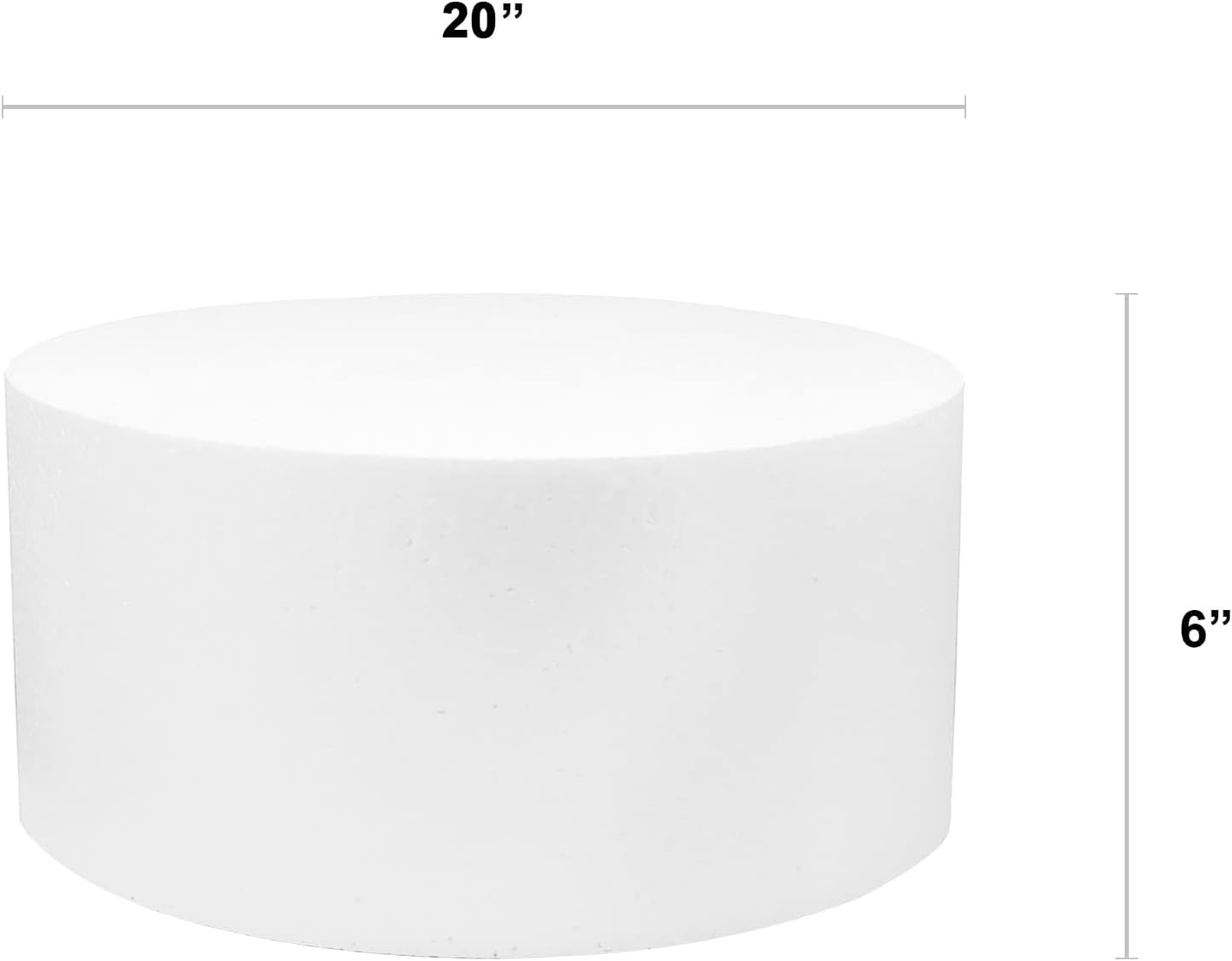 O'CREME Polystyrene Dummy Cake Decorating Display for Baked Goods Bakery Supplies Round Shape (20” Diameter x 6” High)