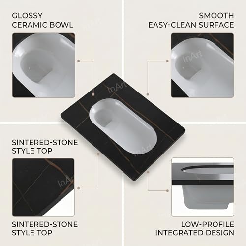 Image of INART Ceramic Indian Toilet /Sintered Stone Base Ceramic Sanitaryware Indian Toilet /Orissa Pan for Bathroom 24 Inch
