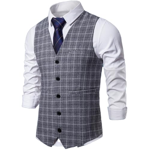 Men's Vest Spring Autumn Casual Checkered Business Sleeveless Office Sleeveless Top2