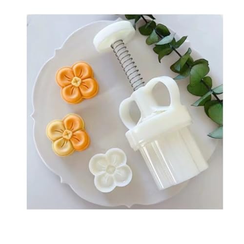 DAVBIR Mooncake Mold 20-30g- Cookie Stamps Plastic Hand Press Flower Shape Kitchen Gadgets DIY Baking Pastry Tool 1.49 in(Osmanthus fragrans), White