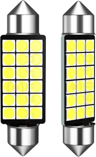 PCVBMLAUT 41mm White Light Led Bulb Map Dome Door Courtesy Glove Box License Plate Light For Car Truck Pickup Van, Plug and Play, 2 Bulbs