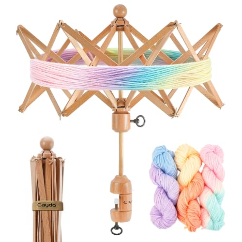 Image of Caydo Wooden Yarn Swift, Umbrella Swift for Skeins, Classic Beech Wood
