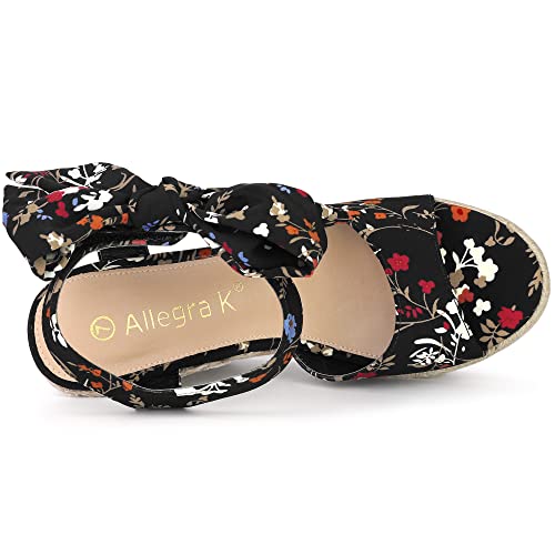 Allegra K Women's Platform Floral Printed Slingback Espadrille Wedge Sandals4