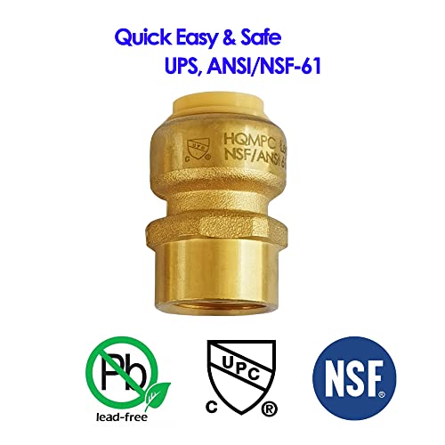 Hqmpc Pex Fitting 1/2 Inch Female Npt X 1/2 Inch Straight Coupling Push Fit Pex Fittings Female, Push-To-Connect Copper thumb #3