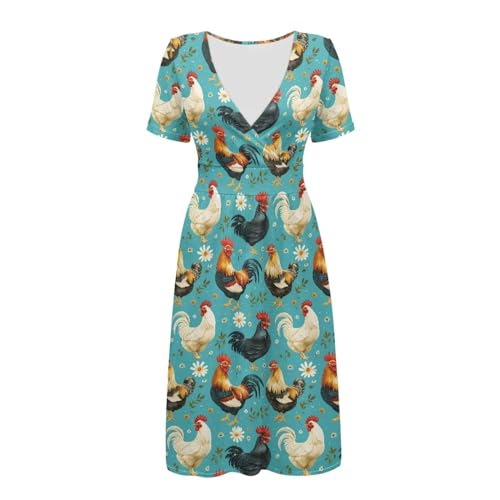 Image of Women's Summer Formal Dresses Short Sleeve Wrap V Neck Dresses Bridesmaid Wedding Guest Dress with Pockets