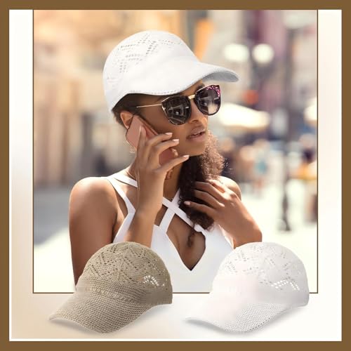Image of Hercicy 2 Pcs Baseball Cap for Women Knit Mesh Trucker Hats Summer Breathable Outdoor Ballcap