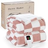 RAYVOICE Pink Heated Blanket Electric Throw 50'X60', Heating Blanket Throw