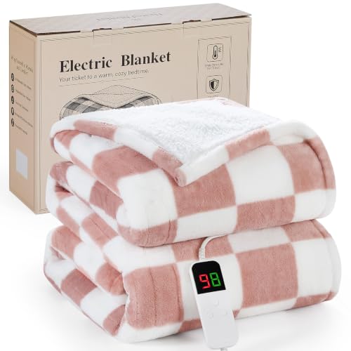 Manta eléctrica rosa RAYVOICE 50"x60" Sherpa calentadora miniatura 1