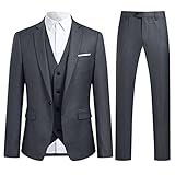 Allthemen Anzug Herren Slim Fit 3 Teilig Anzüge Herrenanzug Schwarz Sakko für Hochzeit Business Party Dunkelgrau XL
