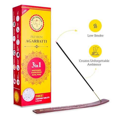 Image of Shri Ganesh Premium Agarbatti | 3-in-1 Incense Sticks | Pack of 3 (210 g Each) | 9 Fragrances Multi-Pack for Puja and Meditation