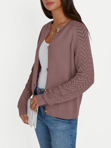 LILLUSORY Womens Hollowed-Out Crochet Cardigan Sweaters Soft Knit Lightweight Slightly Cropped Sweater3