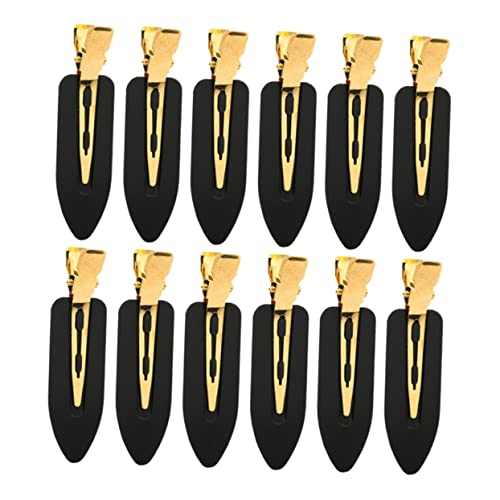 COLLBATH Pinces à Cheveux Sans Plis De Maquillage Haute Précision, Lot De 12, Taille Moyenne, Couleur Noir Doré, Pour Femmes, Maintien Sans Marque, Coiffage...