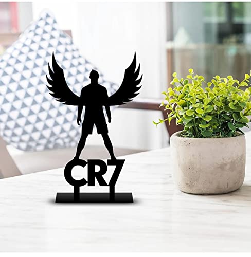 Image of Herrlich Homes CR7 - Cristiano Ronaldo Home & Office Shelf and Desktop Decor,CR7 Decor,Football Metal Tabletop Art,Metal Shelf Decor,Minimal Book Shelf Deco