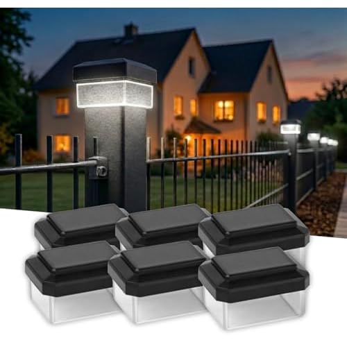 6040. Solar Zaunleuchte LED 6er Pack – Zaunbeleuchtung Solar für Doppelstabmattenzaun – Stabmattenzaun Solarleuchten Außen Neutralweiß 4000K IP65
