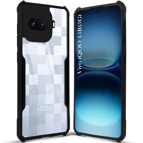 Image of Jkobi Hybrid Back Cover Case for Vivo iQOO 15R 5G (Shockproof with Polycarbonate Clear Panel | Professional Black)