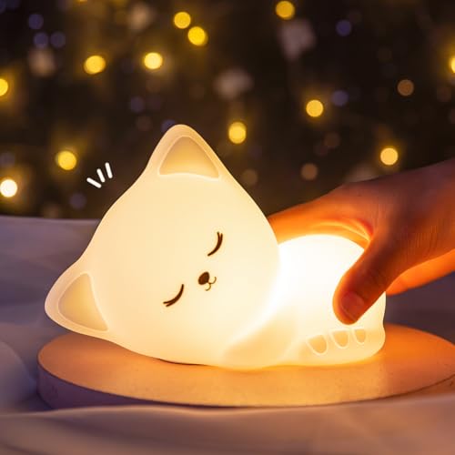 La Mejor Recopilación de Iluminación infantil nocturna al mejor precio. 46 Mubarek Luz nocturna infantil, lámpara de noche con forma de gato en 16 colores, luz nocturna regulable para niñas, luz nocturna de silicona suave para la habitación del bebé,...