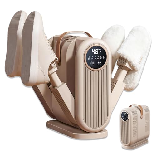 Shoe Dryer Electric, Boot Dryer with 4 Foldable Stands, UV Light Sterilization and 1/3/6-Hour Timer Function, 48° Constant Temperature Rapid Drying, Boot Warmer for Shoes, Gloves, Hats, and Ski Boots