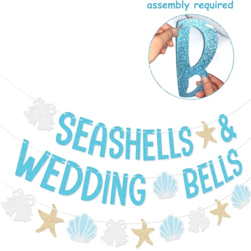 Image of Seashells & Wedding Bells Banner Garland for Beach Bach Last Toast On The Coast Coastal Bachelorette Party Decorations